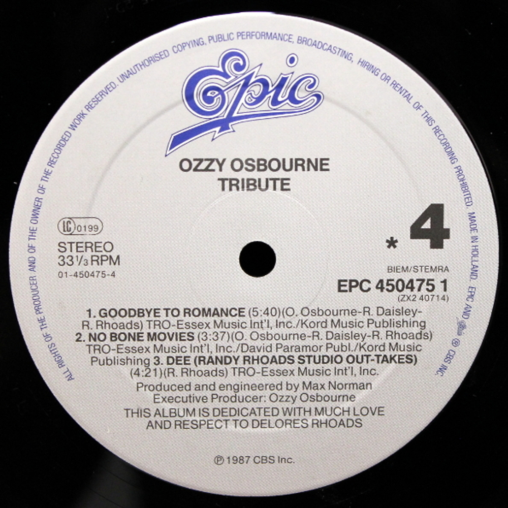 Ozzy Osbourne / Randy Rhoads Tribute (2LP)