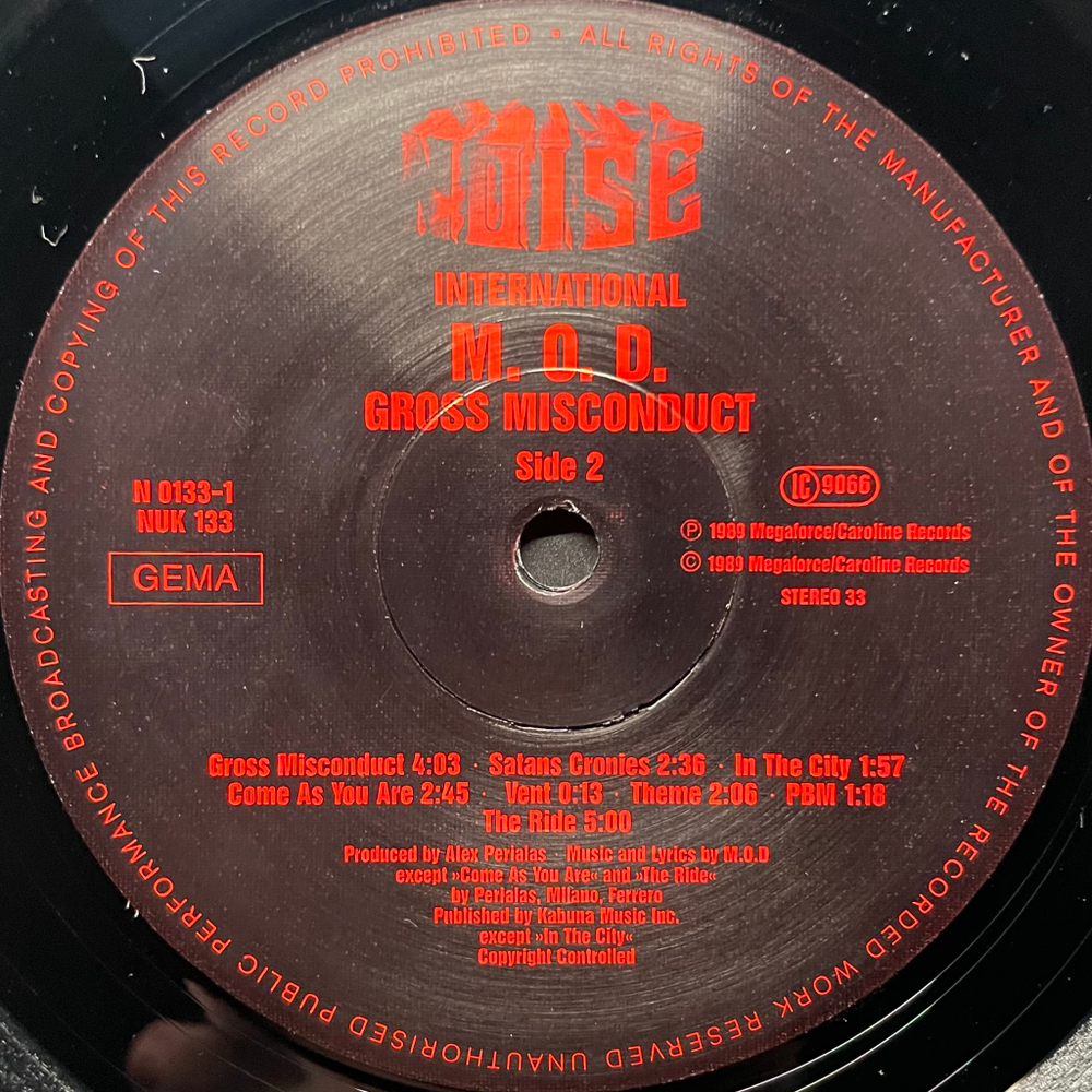 M.O.D. ‎– Gross Misconduct (германия 1989г.)