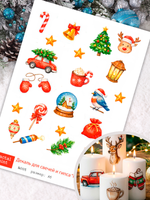 Трансфер переводной - декаль для свечей и гипса новый год 005 А5