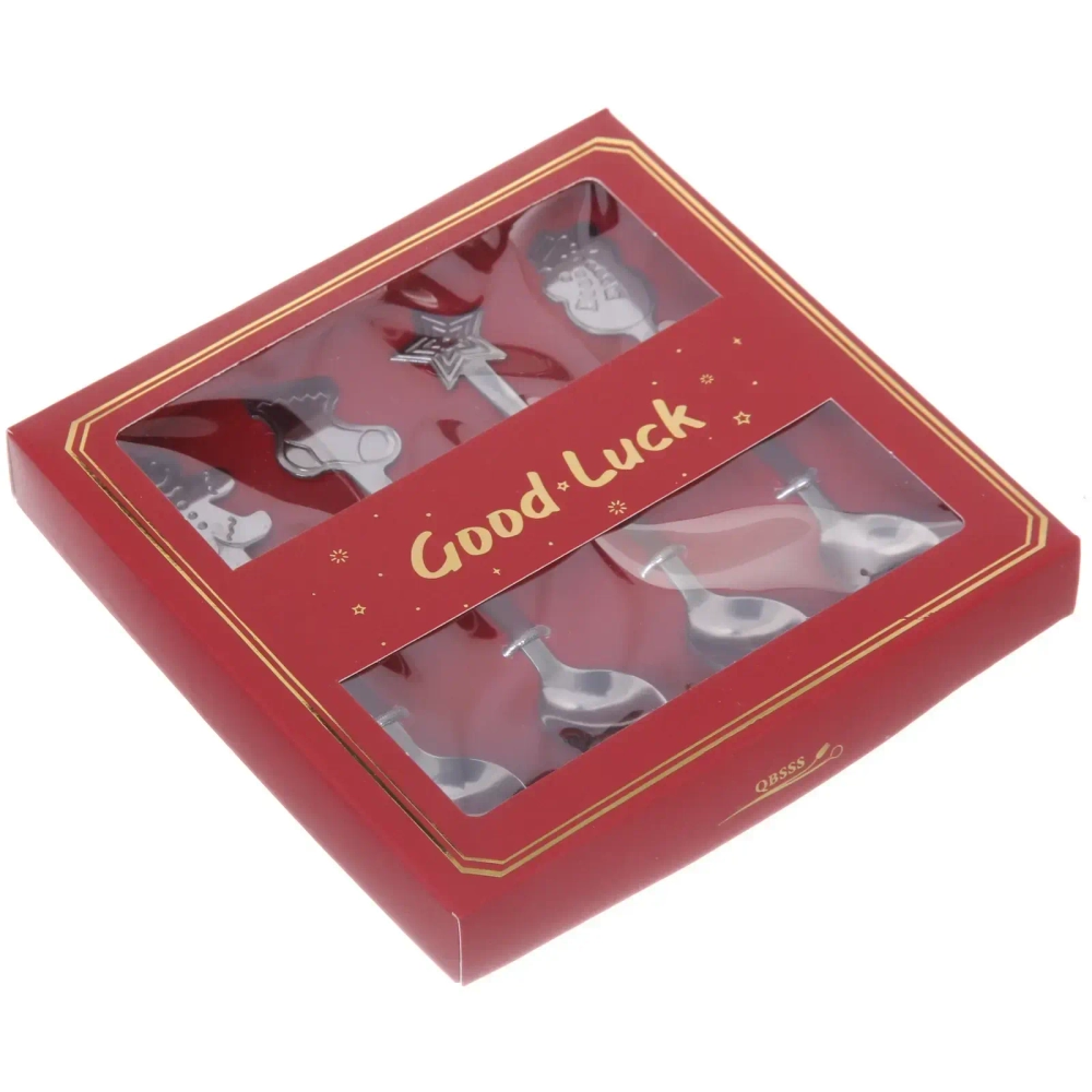 Набор чайных ложек 4шт «Новогодние символы» в подарочной коробке, серебро