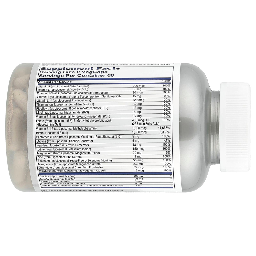 Solaray, Высокоэффективные липосомальные мультивитамины для женщин, 120 растительных капсул