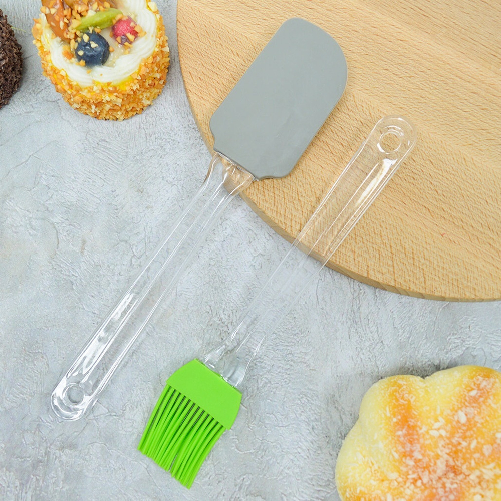 Набор кухонных принадлежностей силиконовый с акриловыми ручками: лопатка+кисточка, 24*5см/21*4см, NN