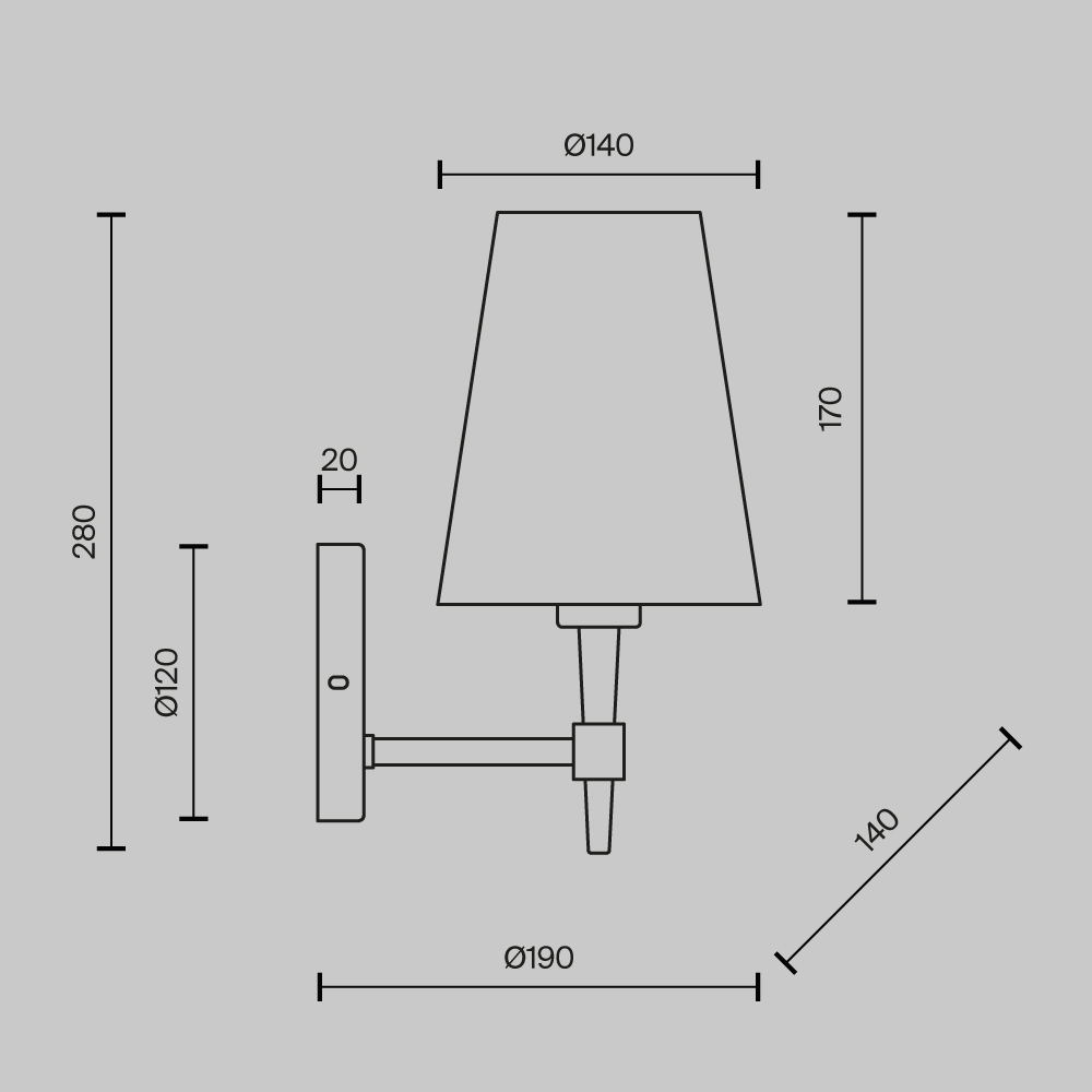 Настенный светильник (бра) Maytoni H001WL-01BS