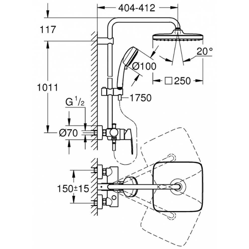 Душевая система Grohe Tempesta Cosmopolitan 26692000 Хром
