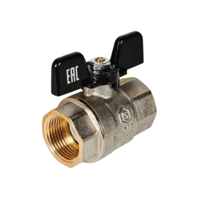 Кран шаровой полнопроходной STOUT - 3/4" (ВР/ВР, PN40, Tmax 150°C, ручка-бабочка черная)