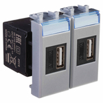 USB зарядное устройство модульное,  "Avanti", "Закаленная сталь", 2модуля