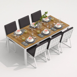 Обеденная группа Ideal Patio ТЕЛЛА  ГИРА  каркас белый, стол тик 200, ткань антрацит