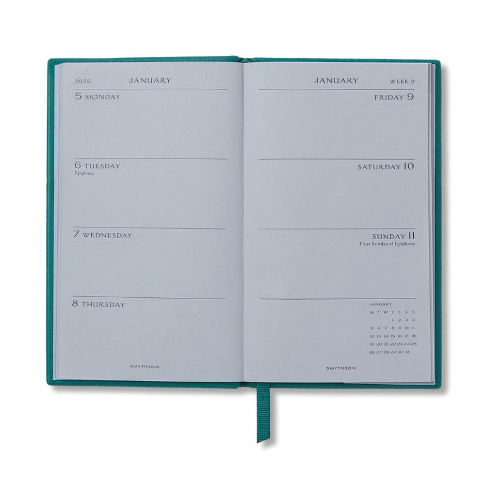Smythson Ежедневник 2026 Panama Weekly Diary with Pocket, Navy