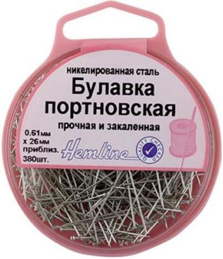 Булавки-гвоздики портновские в пластиковом контейнере, 26 мм, около 380шт (10216100/050318/0011485/1