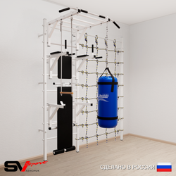 Шведская стенка Sv Sport 56330 (Турник рукоход/Брусья/Стойка/Скамья/Трапеция/Цепь/Мешок 30кг/Канатный лаз)