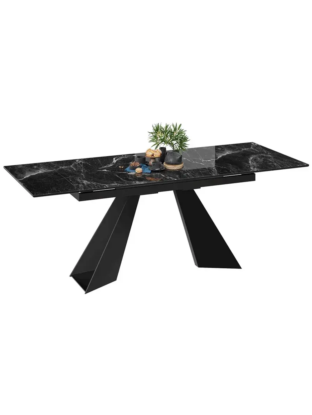 Стол кухонный Черный муар мрамор140(200)х80х77 см
