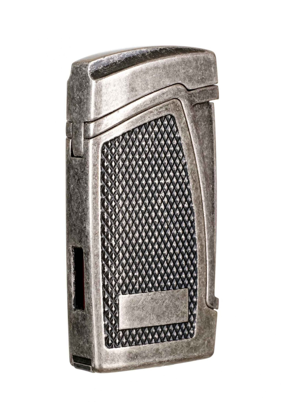 Зажигалка сигарная Passatore, двойное пламя, с пробойником, серебристый антик