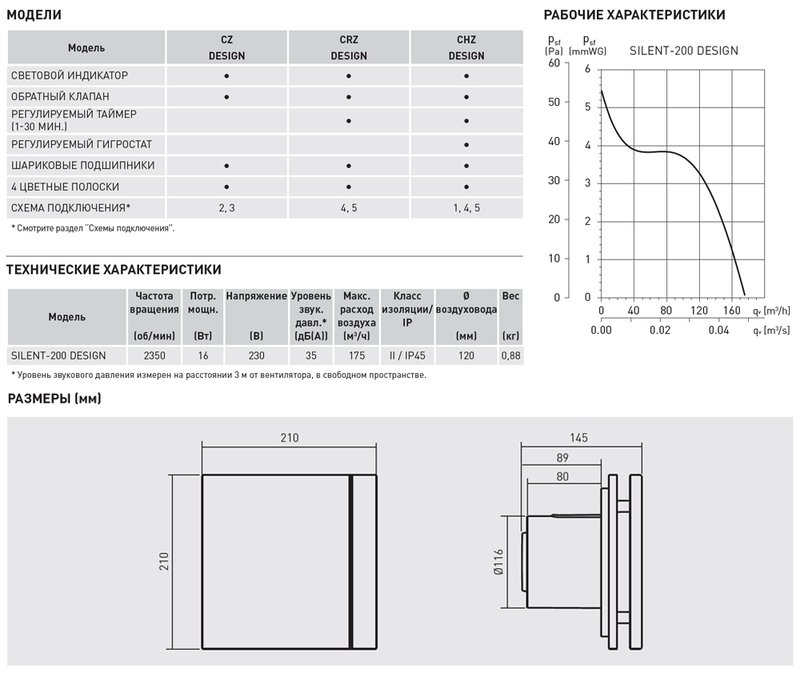 Накладной вентилятор Soler Palau SILENT-200 CRZ SILVER DESIGN 3C
