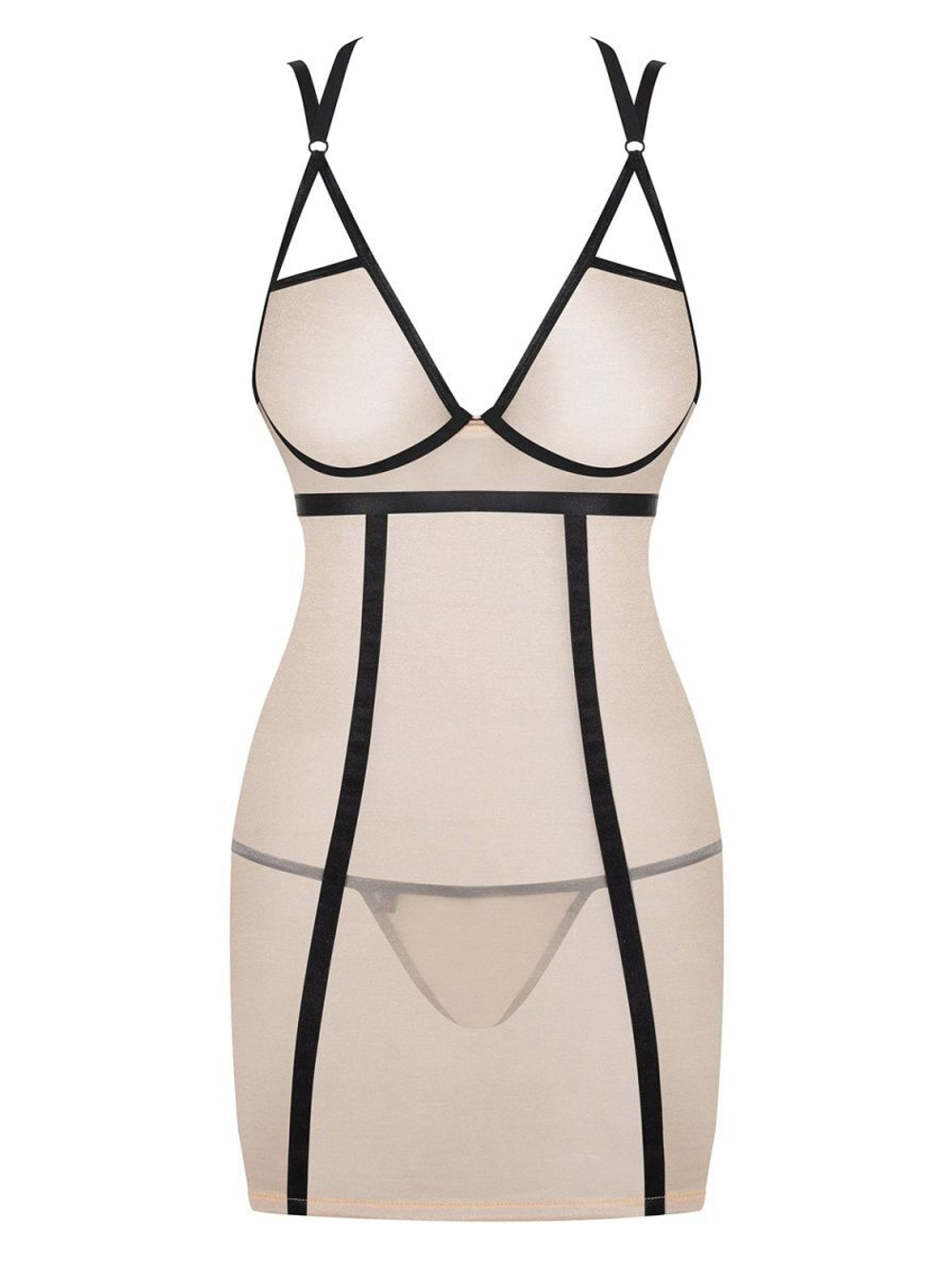 Сорочка Nudelia с мерцающей нитью (Размер: S-M) (Цвет: телесный с черным)