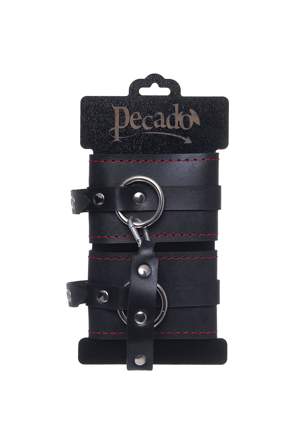 Оковы Pecado – кожаные, черные, контрастная строчка