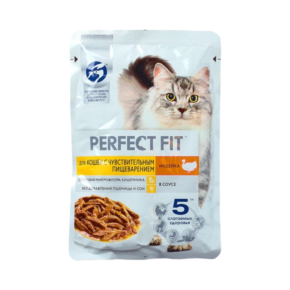Корм "Perfect Fit" с индейкой для кошек с чувств-м пищеварением 85г
