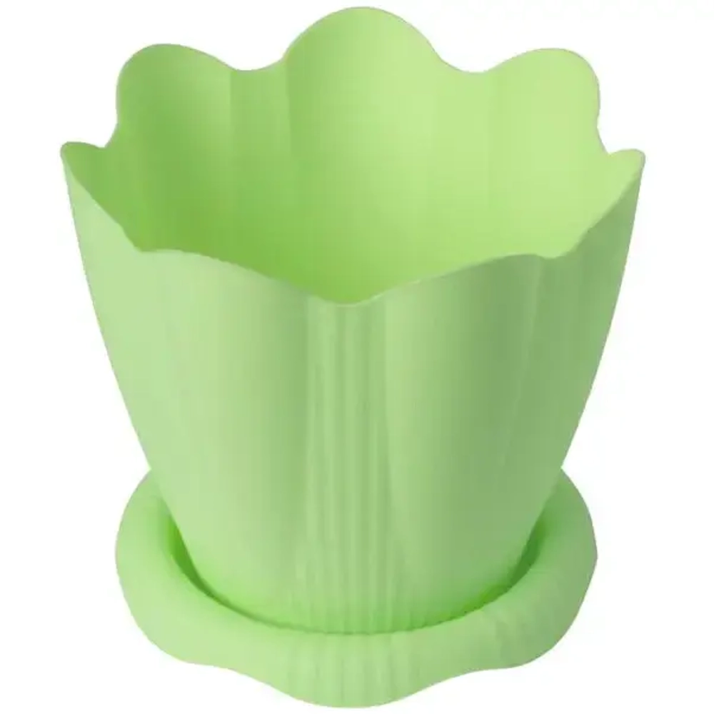 Горшок для цветов пластиковый 1,5л d-16см «Эдельвейс» с поддоном микс С191К