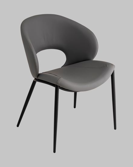 Стул Brown экокожа серая, черные ножки металл