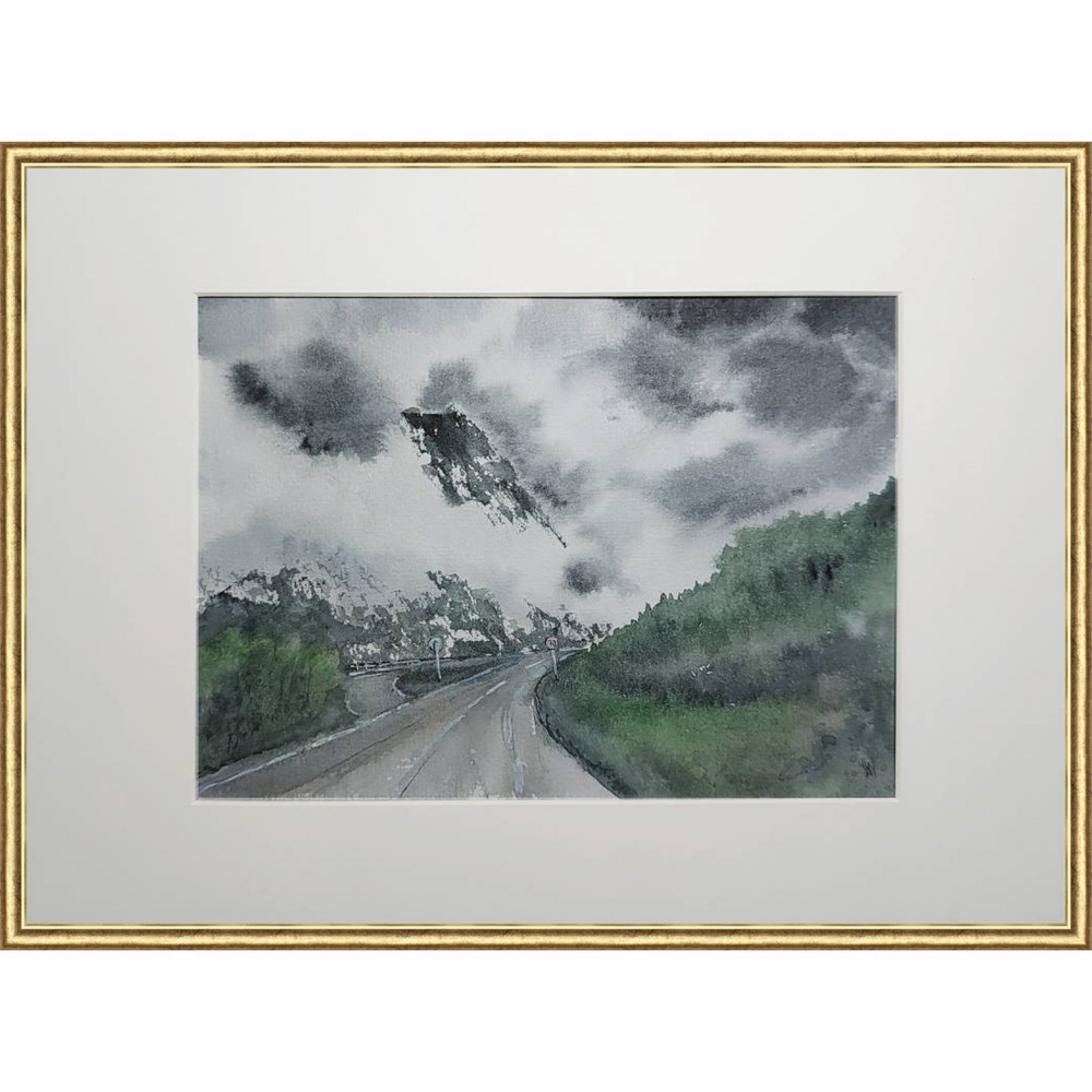 Картина акварельная авторская в паспарту 21х30 см на стену для интерьера "70"