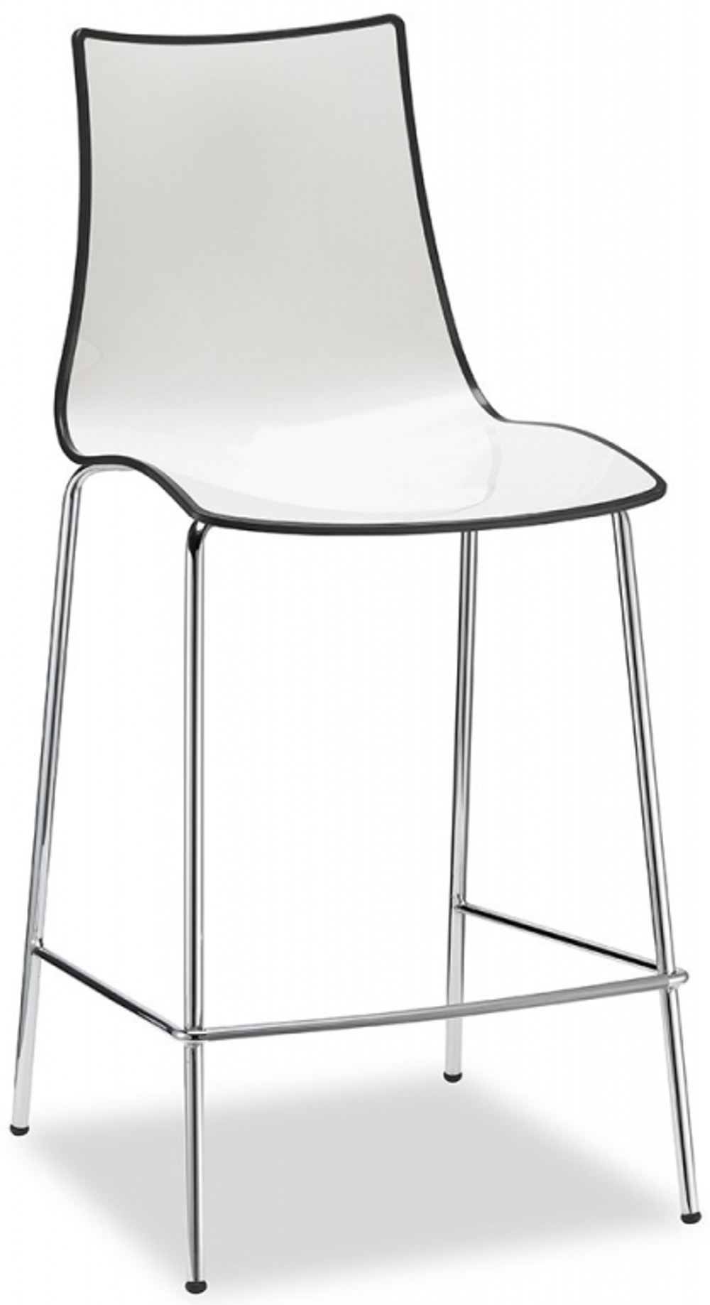 Стул полубарный пластиковый Scab Design Zebra Bicolore, хром, белый, антрацит