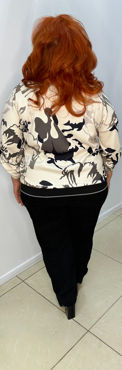 Блузон-поло с бежево/черным принтом