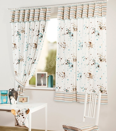 Шторы для кухни: Оникс (арт. BL01-18-02)  -   (130х200)х2 см.  - голубые