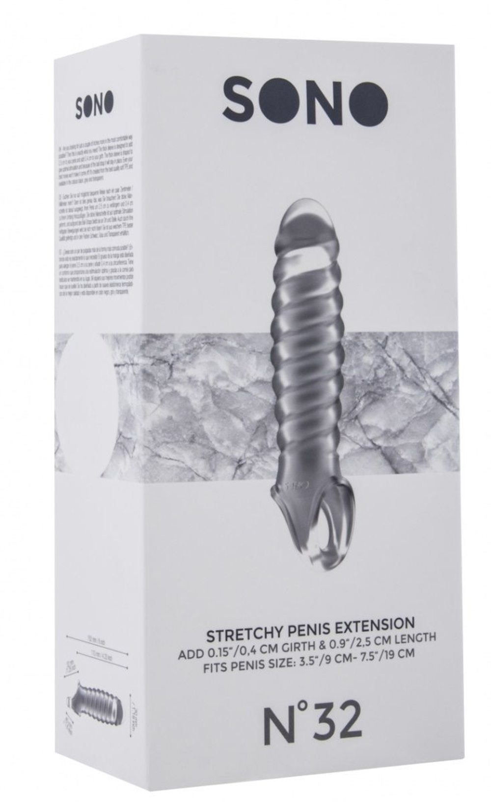 Прозрачная ребристая насадка Stretchy Penis Extension No.32