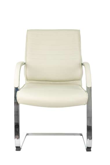 Кресло Бюрократ T-8010-LOW-V слоновая кость эко.кожа низк.спин. полозья металл хром