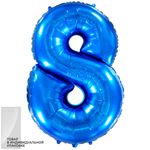 Шар (40"/102 см) Цифра, 8, Синий, 1 шт. в упак.