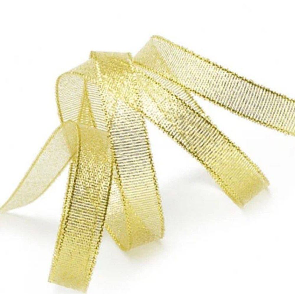 Лента парчовая 15 мм  (22 метра, цвет золото)