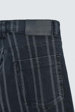 ZARA ДЖИНСЫ RELAXED FIT В ПОЛОСКУ, СИНИЙ