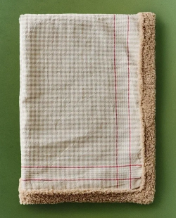 ZARA HOME ДВУСТОРОННИЙ ПЛЕД ДЛЯ ДОМАШНИХ ЖИВОТНЫХ В КЛЕТКУ, СВЕТЛО-БЕЖЕВЫЙ