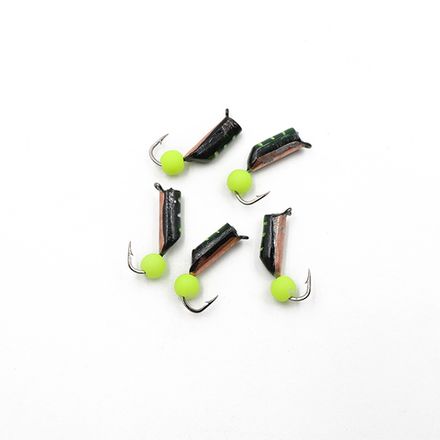 Мормышка вольф. безнасадочная "ЯМАН" Столбик №8, d-3 мм, L-9.5 мм, вес 1,20 гр., фц. желтый шар, цв. Медь