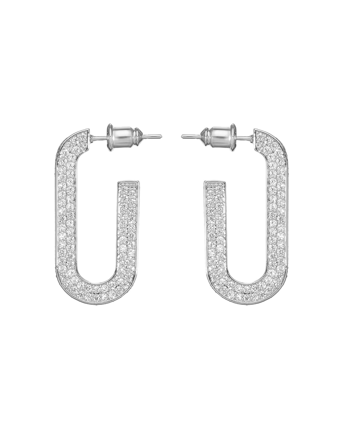 Серьги-овал в камнях, серебро