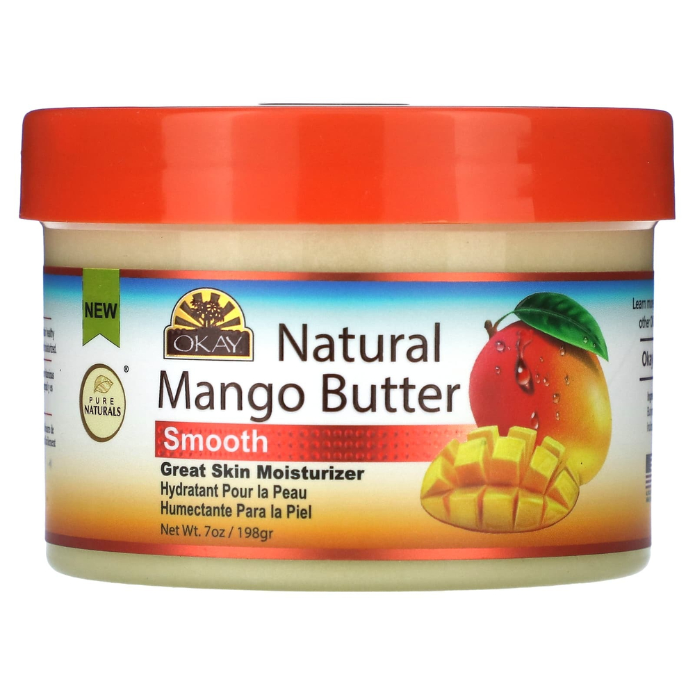 Okay Pure Naturals, Натуральное масло манго, гладкое, 198 г (7 унций)