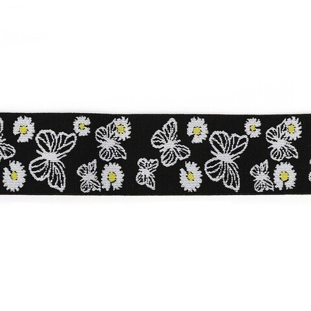 Резинка TBY декоративная  шир. 4см цв.черный/бабочки