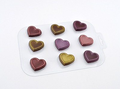 Пластиковая форма для шоколада "9 сердец"