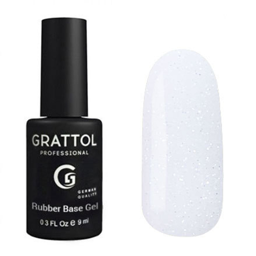 Grattol Rubber Base Glitter №1, 9 мл