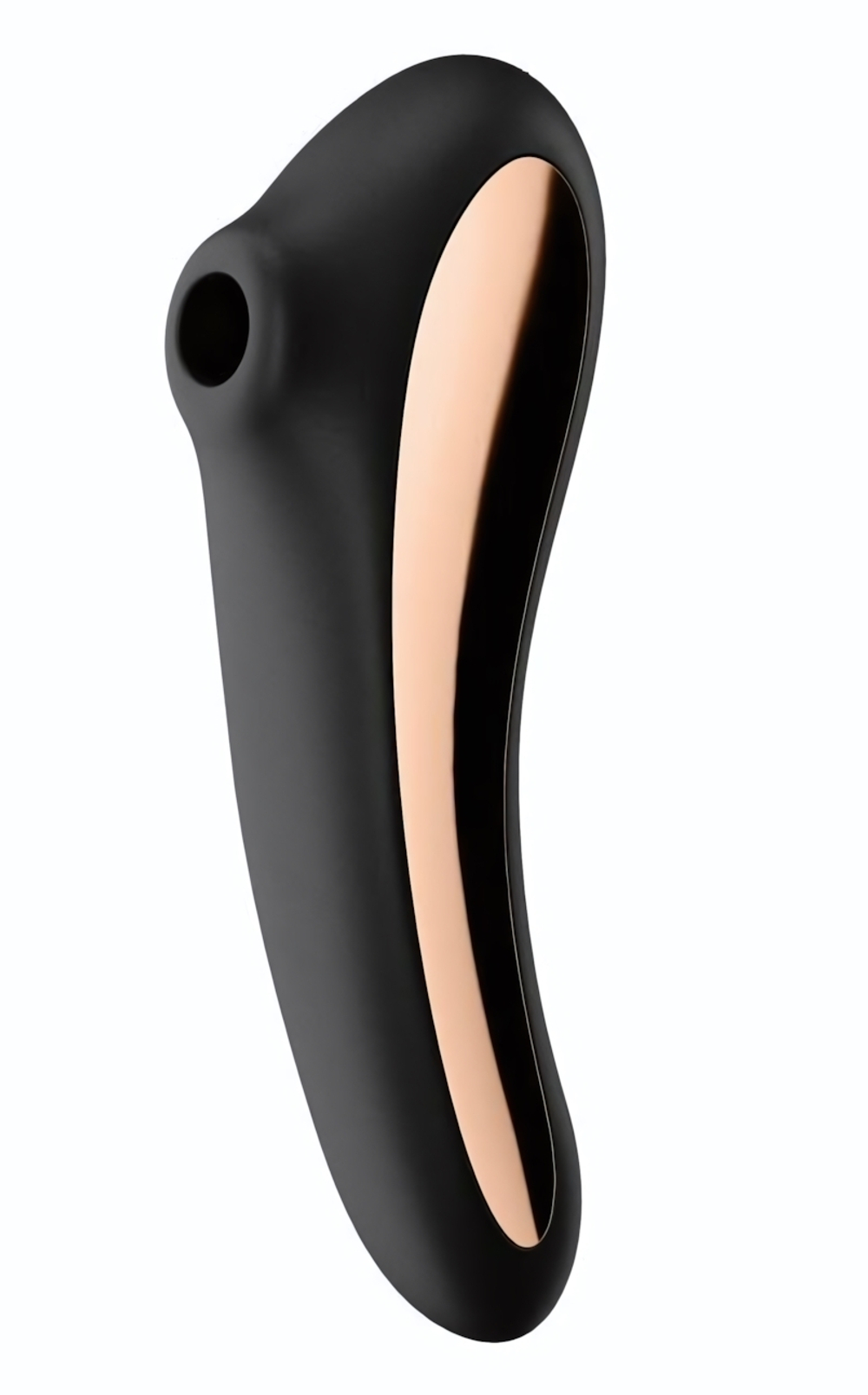 Черный вибромассажер Dual Kiss с вакуумной стимуляцией (Цвет: черный)