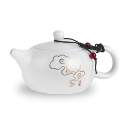 268040.1 Чайник МАТОВЫЙ ФАРФОР "Золотой дымок" h=8см, d=15см, 200мл, фарфор белый