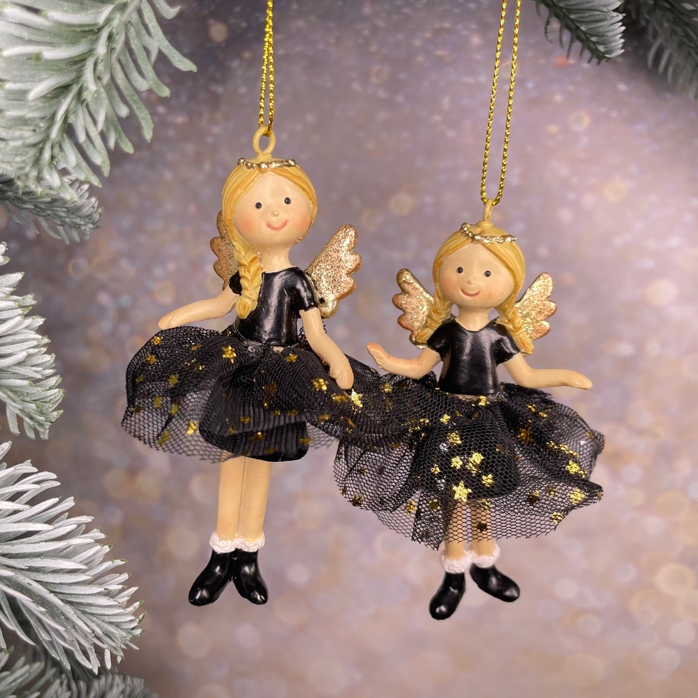 Елочная игрушка House of Seasons Балерина в черном платье 5х3х10см в ассортименте