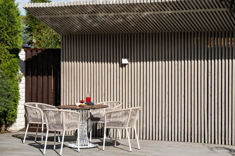 "Диего" обеденная группа на 4 персоны, круглый стол "дуб", цвет бежевый