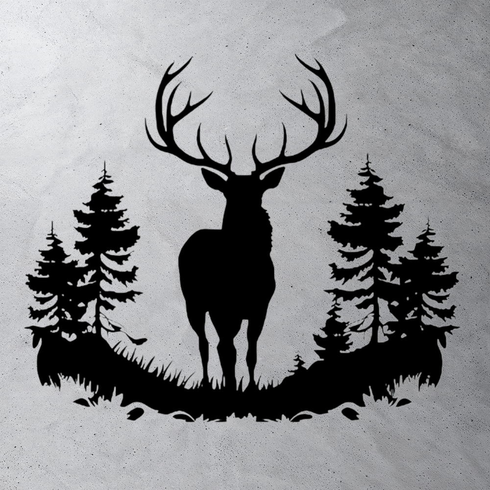 Виниловая наклейка на авто "Силуэт оленя в лесу"