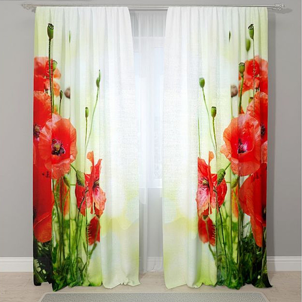 Комплект штор "Маки на зеленом"