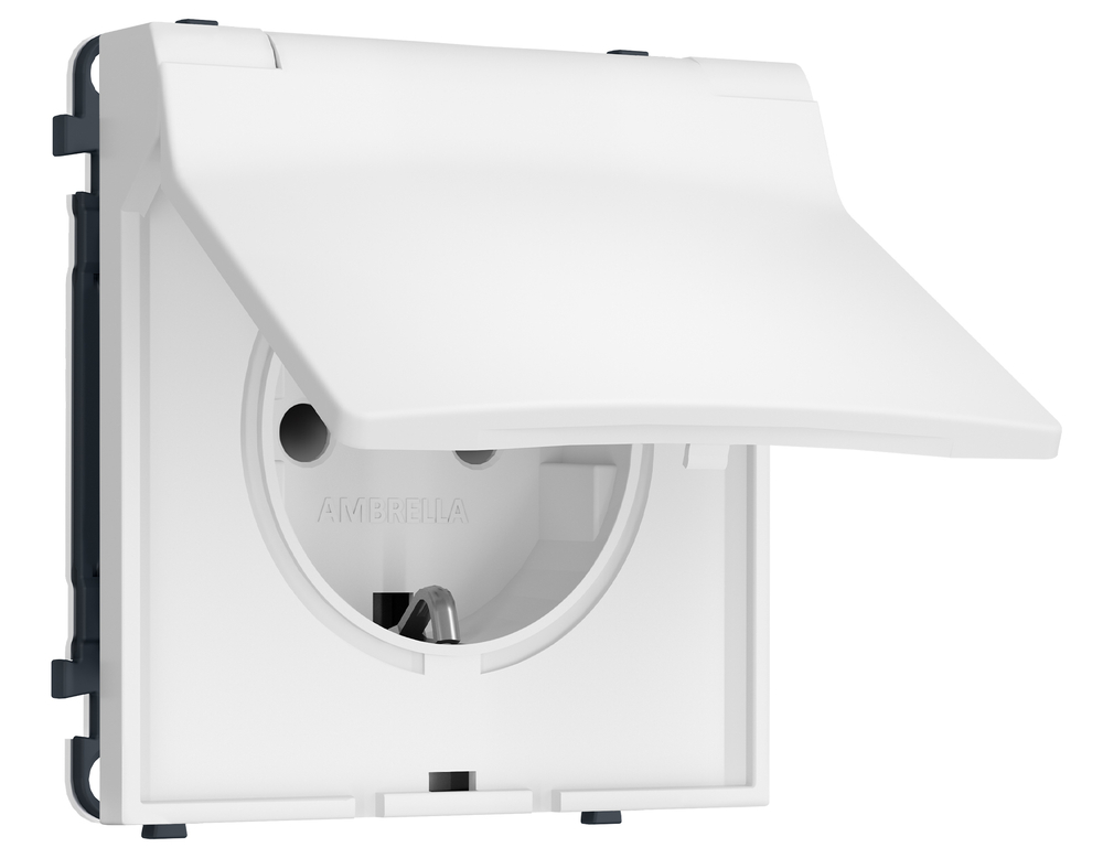 MS128010 Комплект механизма электрической розетки SIGMA Белый матовый 50Hz 2P+E с/з с/ш и крышкой IP44 16A-250V QUANT PRO (SP1280, PR141)