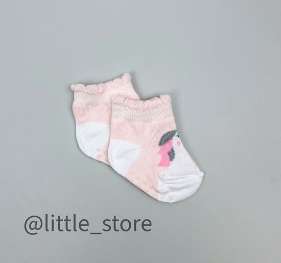 Носочки "Единорожки" хлопковые, со стоперами, Розовые