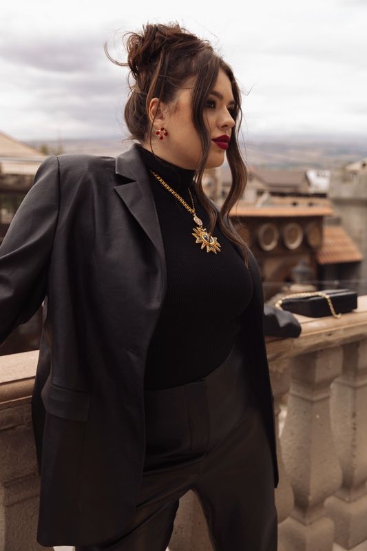 Жакет из экокожи, черный