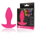 Розовая коническая анальная вибровтулка с ограничителем - 8,5 см. (Цвет: розовый)