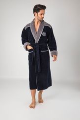 Халат мужской махровый 1225 сине-серый Nusa Турция