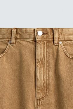 ZARA ШОРТЫ BAGGY FIT С ПУГОВИЦАМИ, РЫЖЕВАТО-КОРИЧНЕВЫЙ
